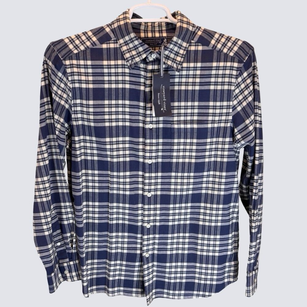 NWT Mens Vineyard Vines Plaid Twill Shirt, Size M